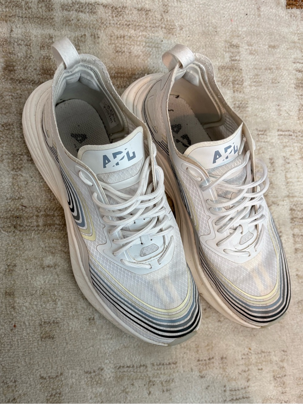 APL Womens White Sneakers with Subtle Cream and Black Accents